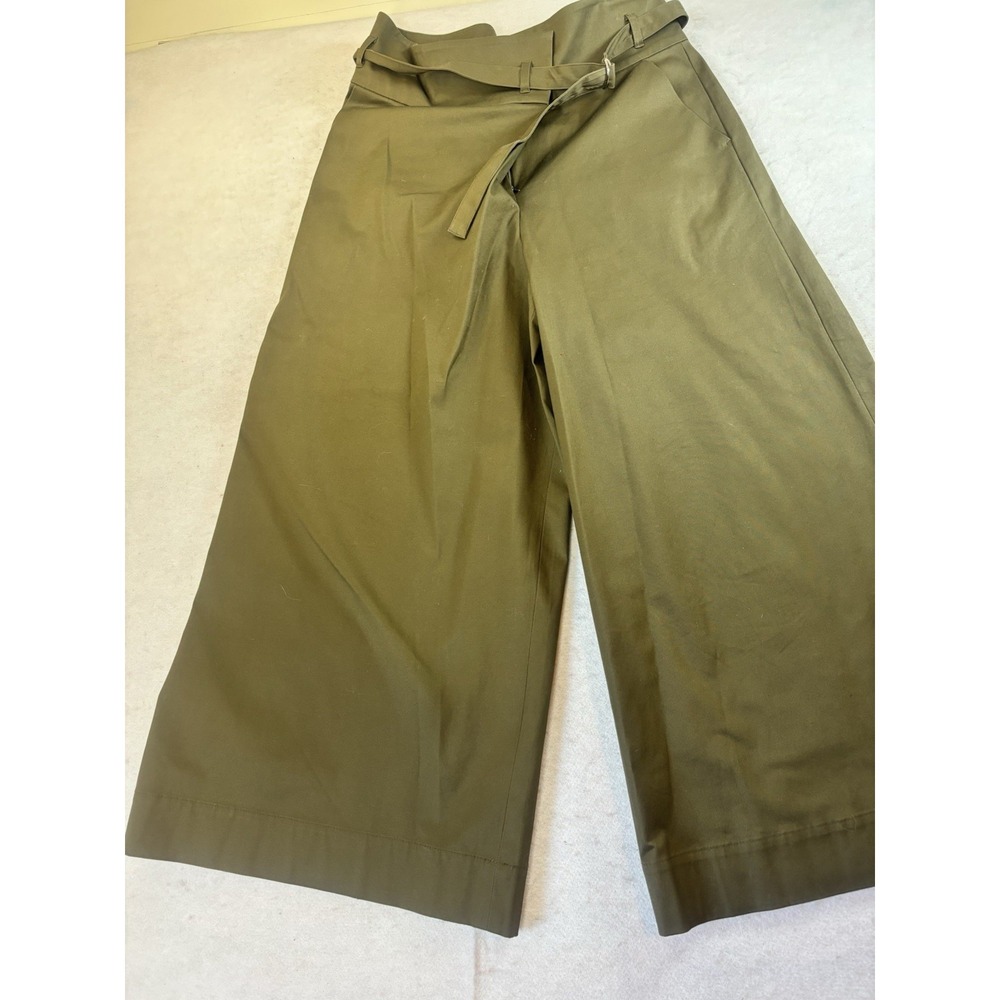 LOUNIE Wide Leg Trousers Pants Size 40 (29x24) Green Belted EUC